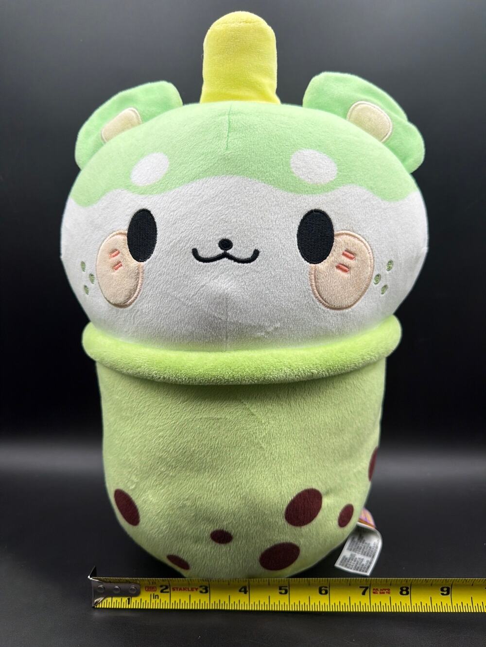 Honeymaru Matcha Bear Boba Plush 14” Round1 Arcade Prize AQI Kawaii Bubble Tea